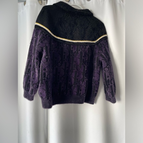 Y2K Black and Purple fuzzy Zip-Up 1/4 sleeve bomber size S/M NWOT - Picture 5 of 6